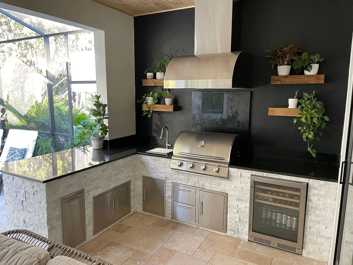 Completed outdoor kitchen project by Oasis Outdoor Living