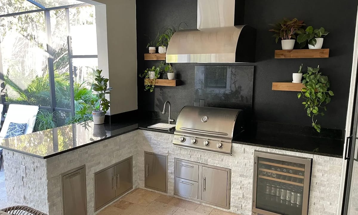 Custom outdoor kitchen build by Oasis Outdoor Living